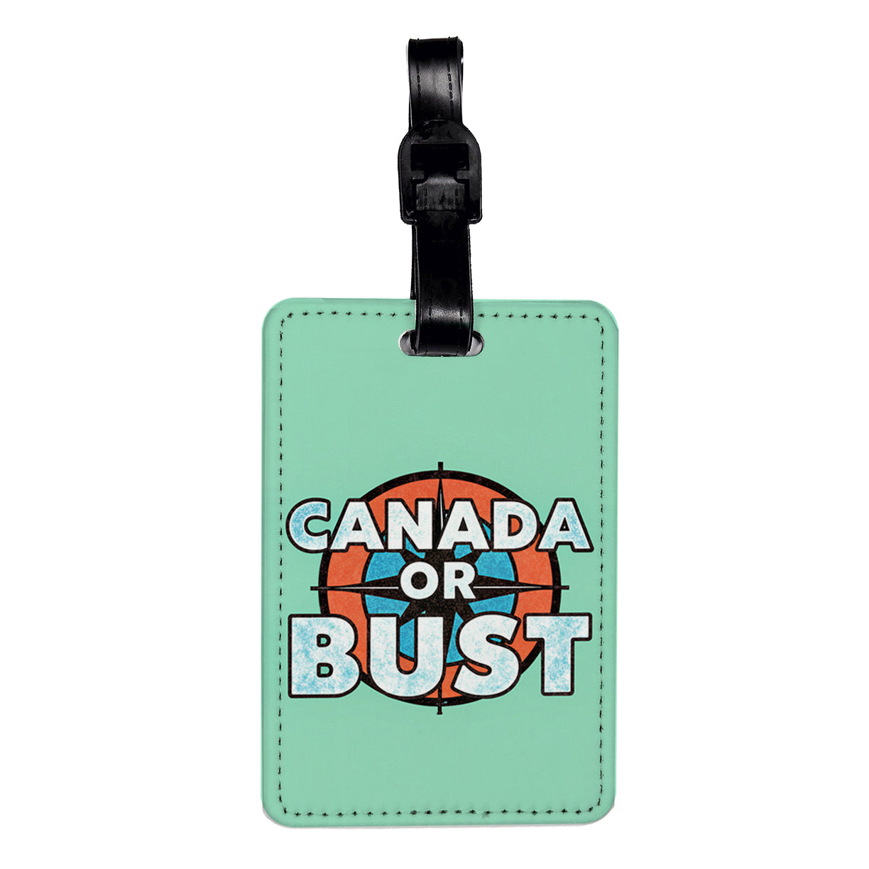 Canada Or Bust Compass Travel Faux Leather Luggage Tag