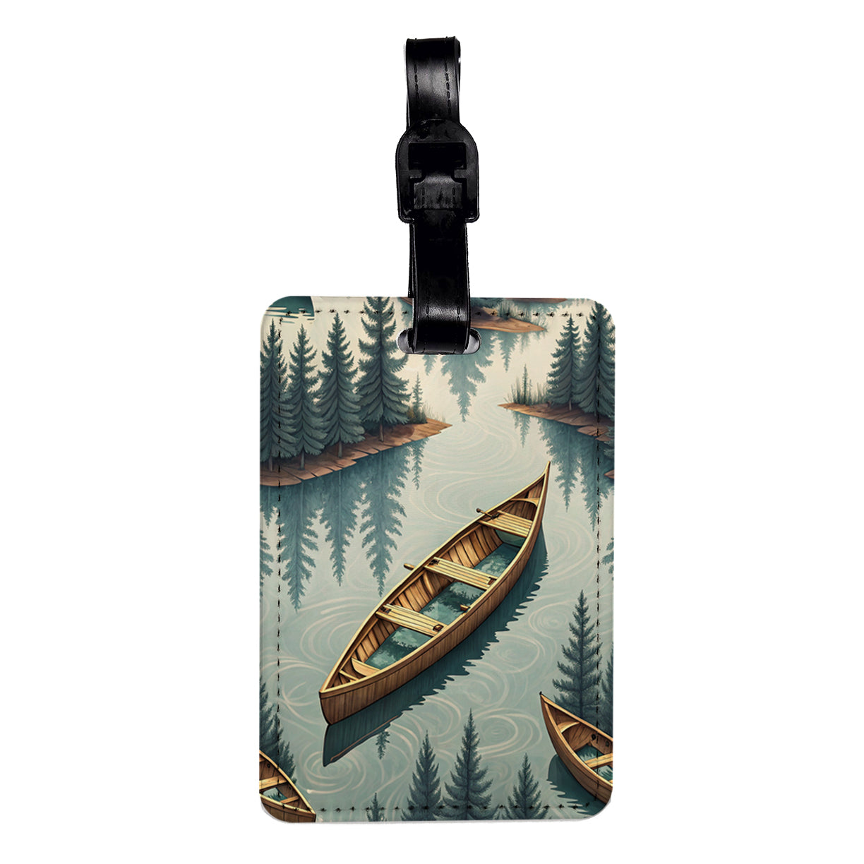 Canoe In Water Travel Faux Leather Luggage Tag