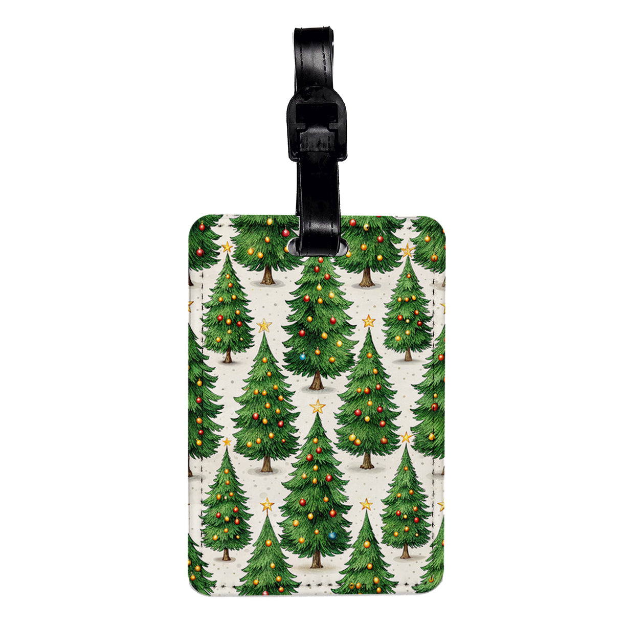 Christmas Trees Background Travel Faux Leather Luggage Tag