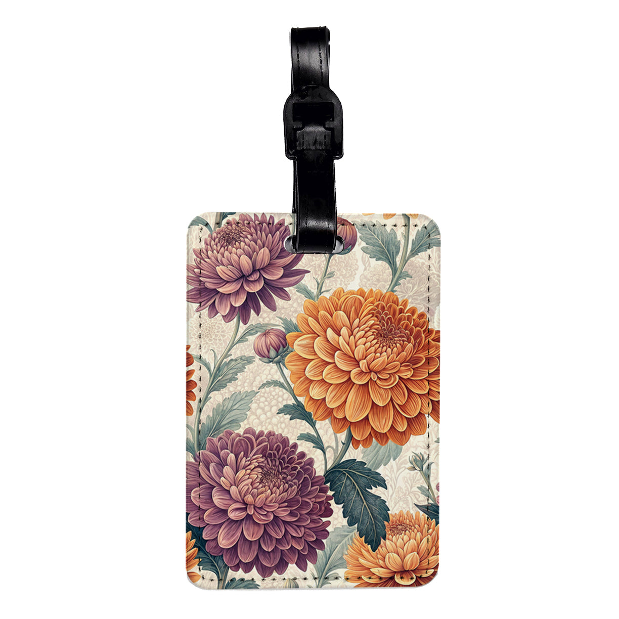 Chrysanthemum Mums Flowers Background Travel Faux Leather Luggage Tag