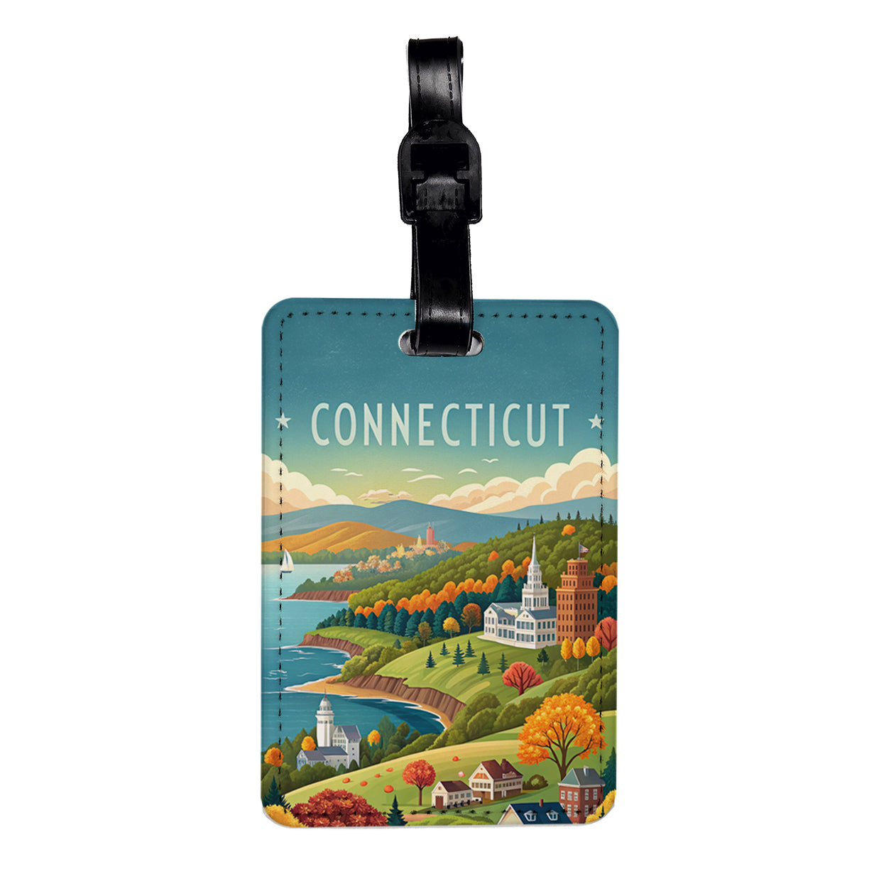 Connecticut State Beautiful Scene Travel Faux Leather Luggage Tag