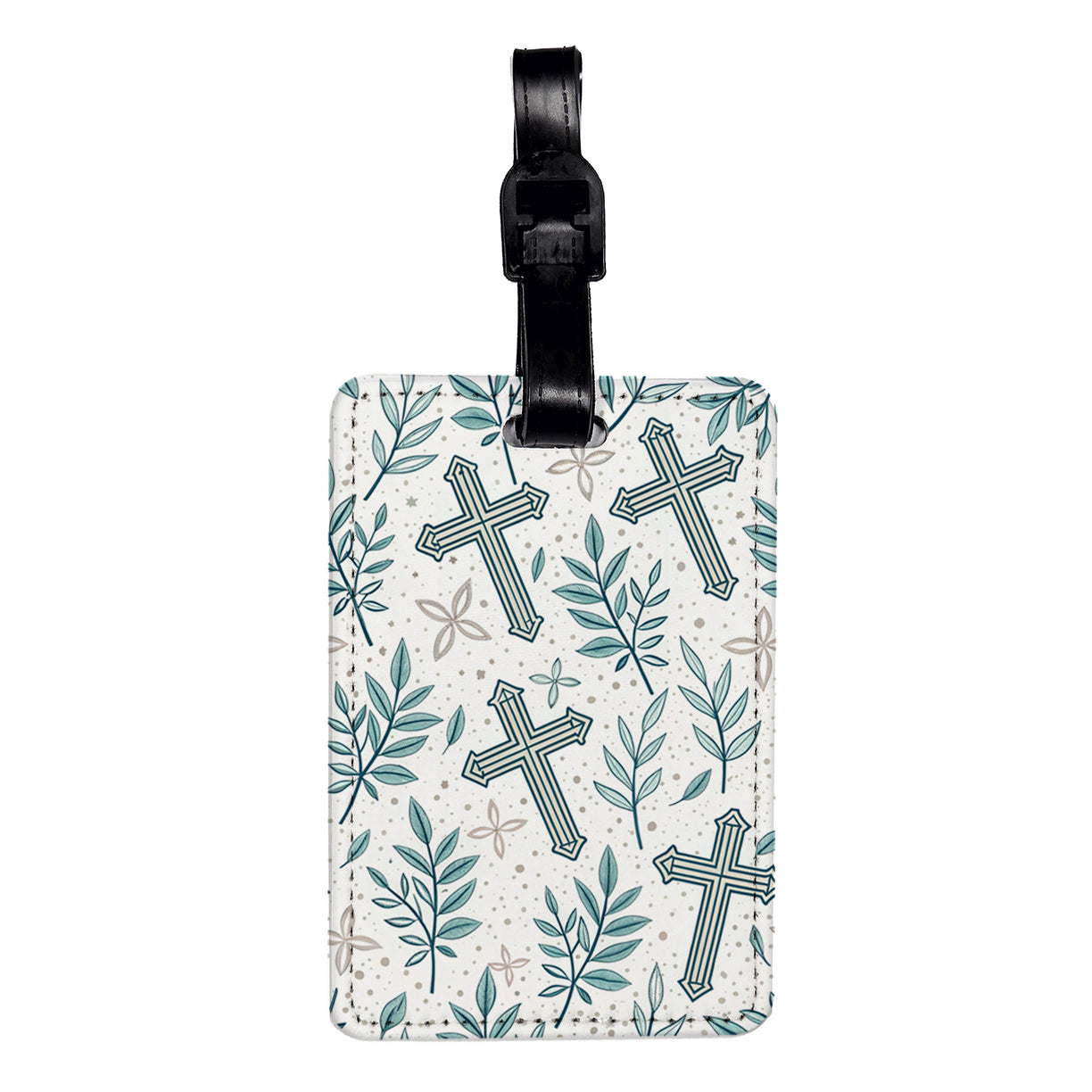 Crosses And Leaves Christian Background Travel Faux Leather Luggage Tag