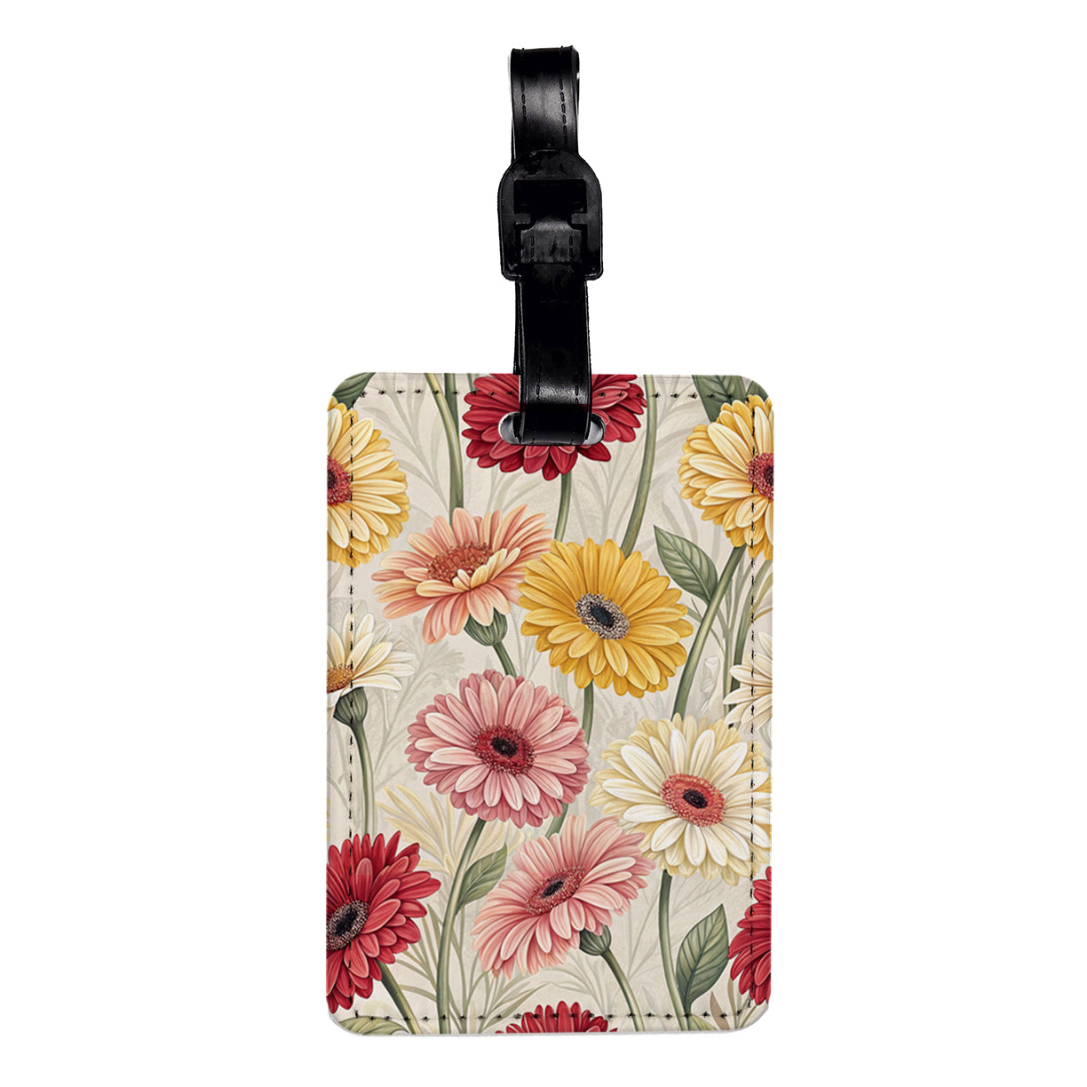 Gerbera Daisy Flowers Pink Yellow White Travel Faux Leather Luggage Tag