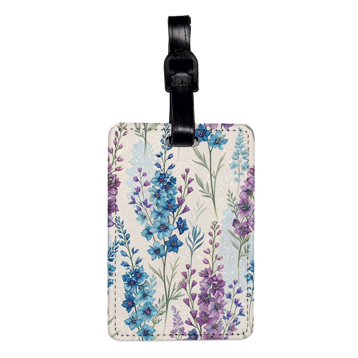 Larkspur Flowers Blue Purple Background Travel Faux Leather Luggage Tag