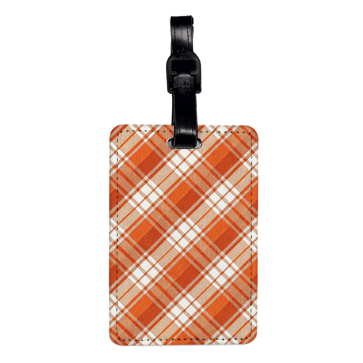 Orange Plaid Cute Background Travel Faux Leather Luggage Tag