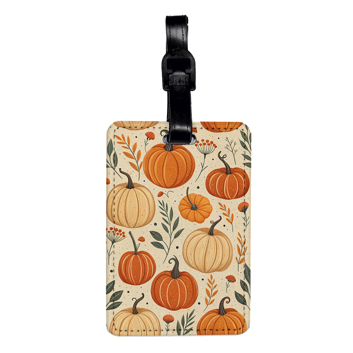 Orange Pumpkins Autumn Fall Background Halloween Travel Faux Leather Luggage Tag