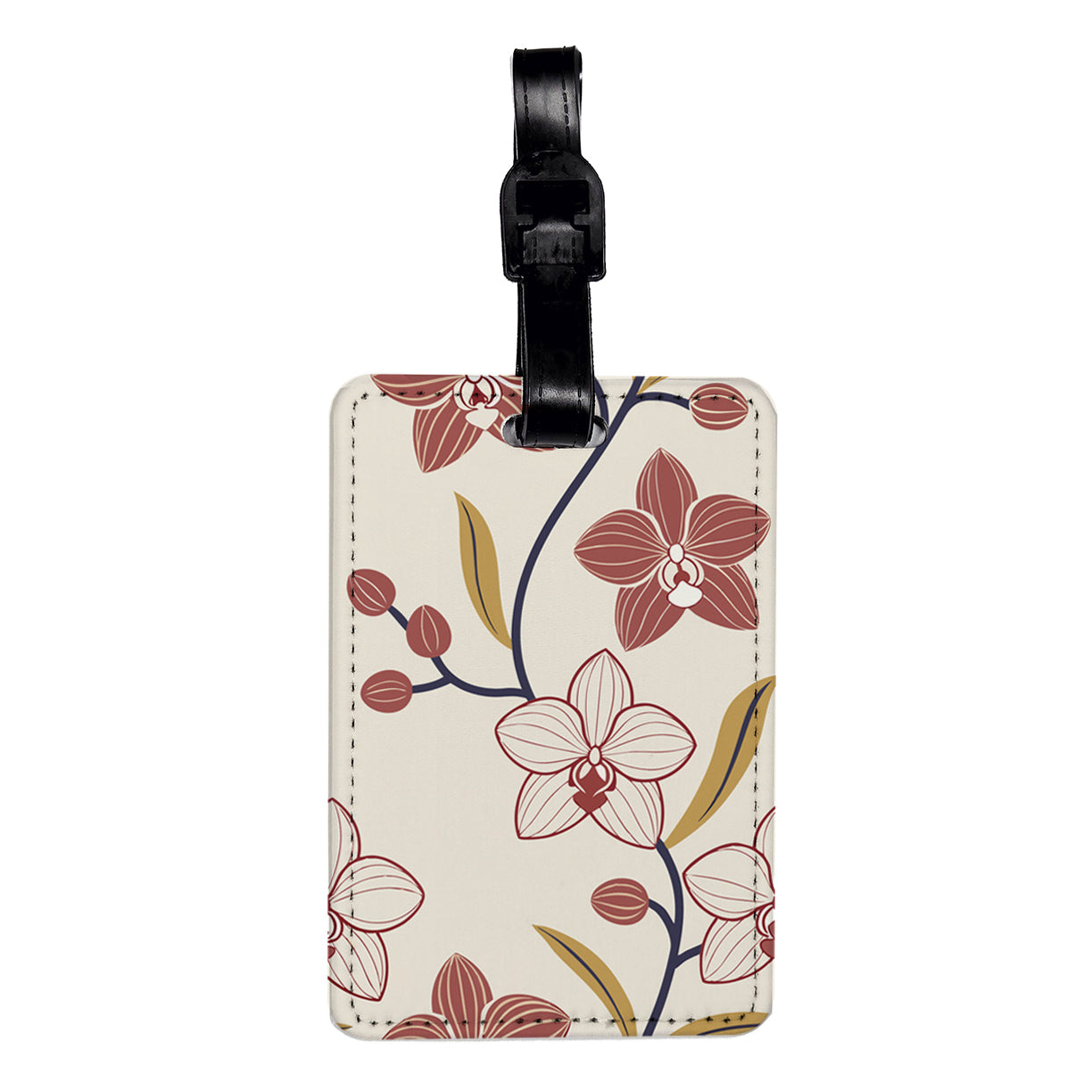 Orchids Drawing Background Flowers Travel Faux Leather Luggage Tag