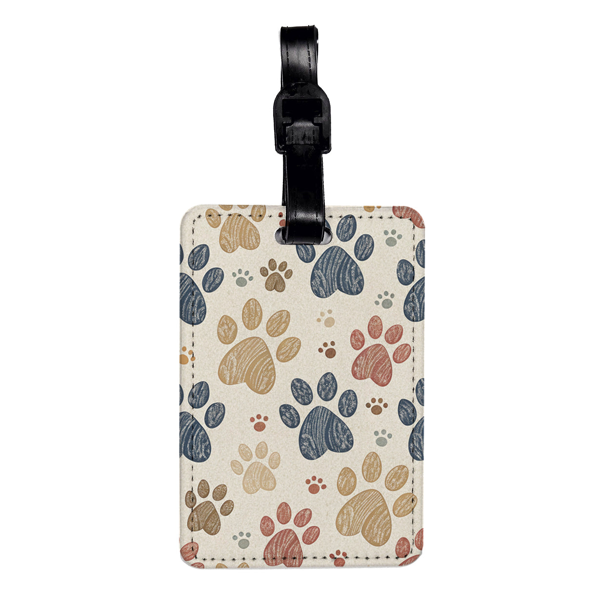 Paw Prints Cute Fun Dogs Cats Travel Faux Leather Luggage Tag