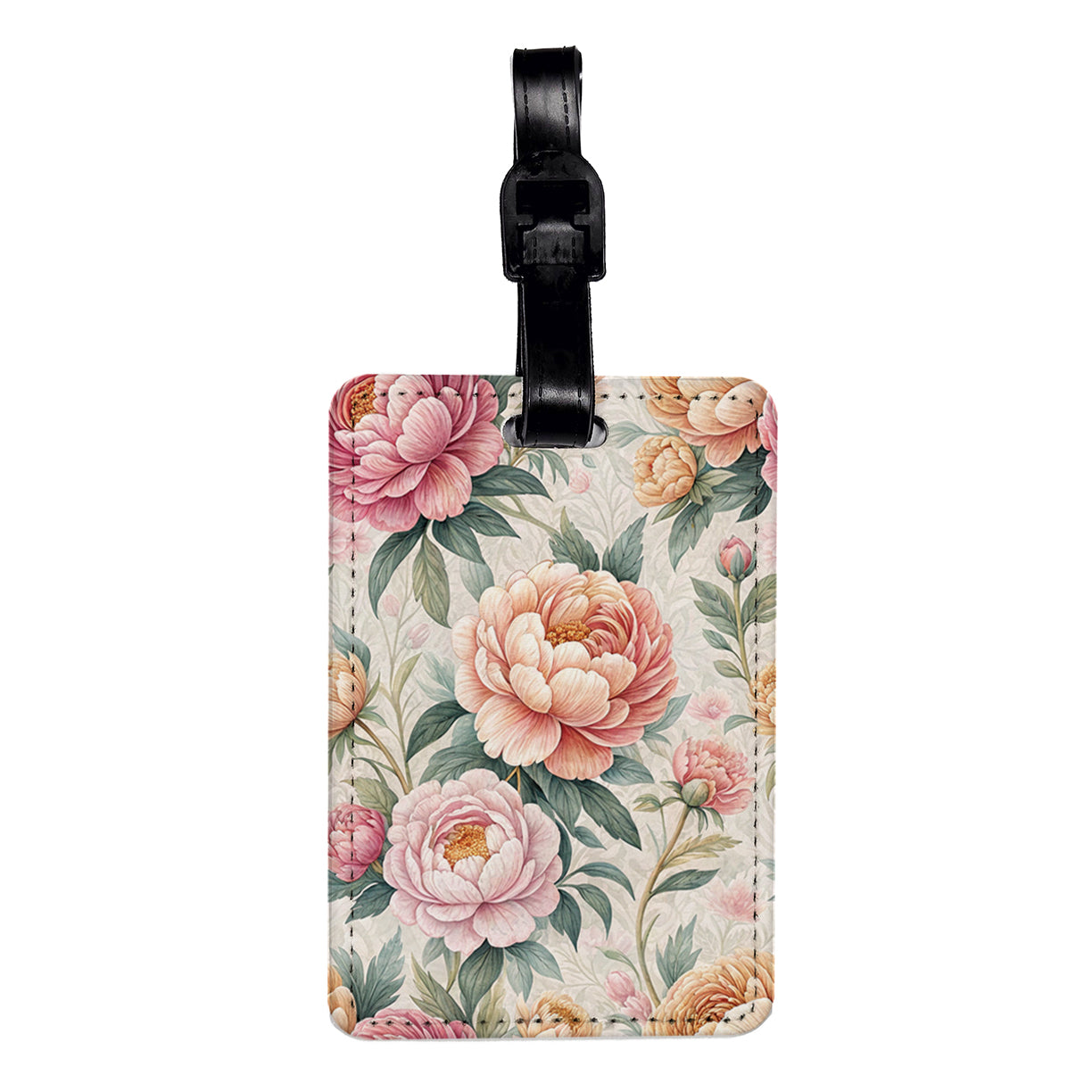 Peony Flowers Elegant Background Travel Faux Leather Luggage Tag