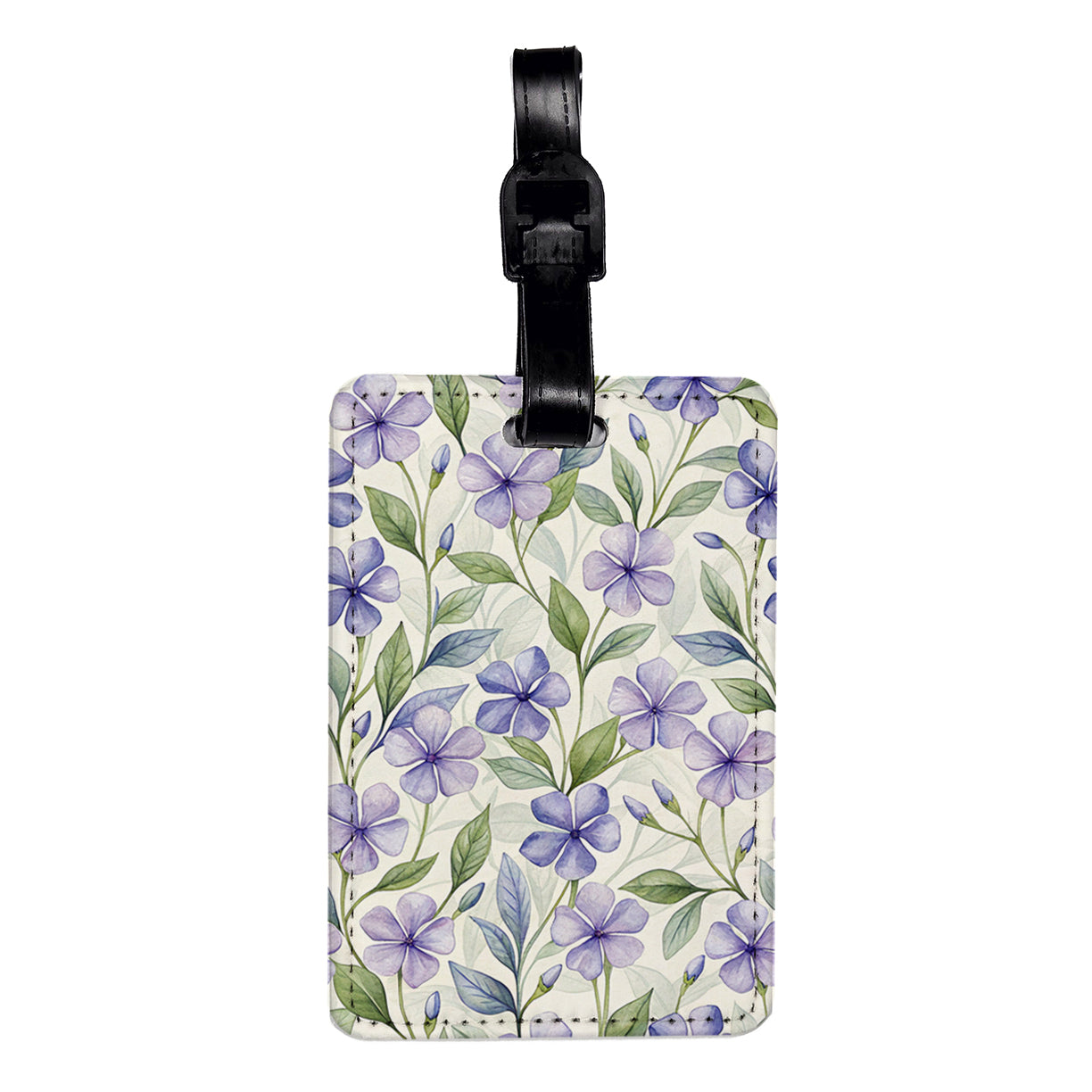 Periwinkle Flowers Purple Cute Background Travel Faux Leather Luggage Tag