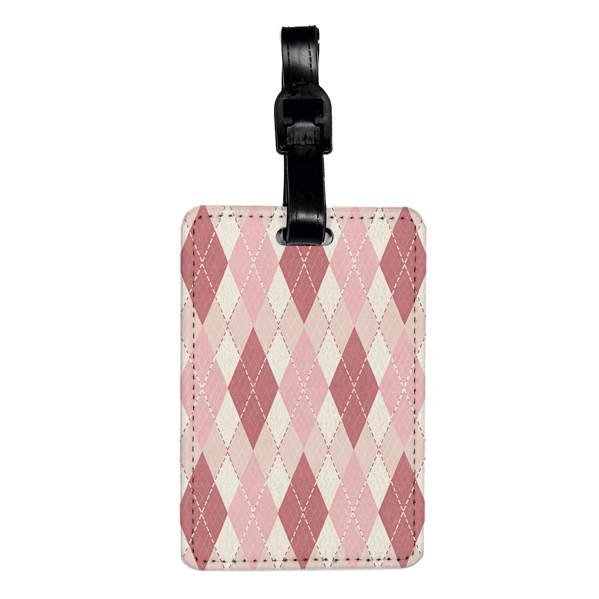 Pink Argyle Cute Pattern Travel Faux Leather Luggage Tag