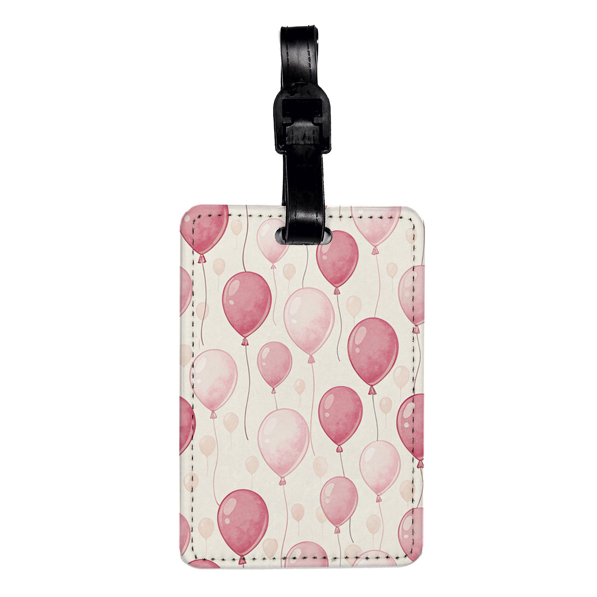 Pink Balloons Birthday Travel Faux Leather Luggage Tag
