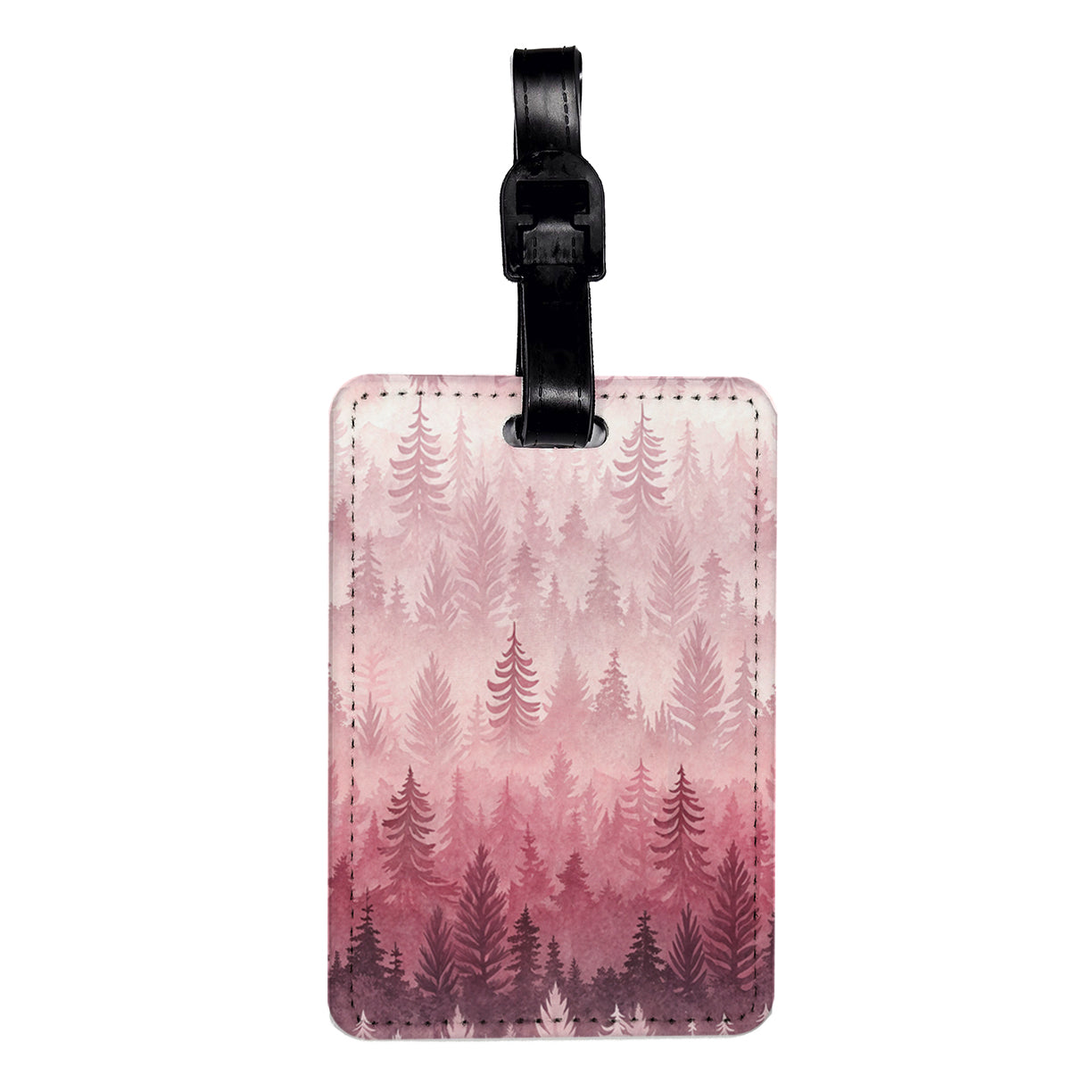Pink Ombre Trees Forest Travel Faux Leather Luggage Tag