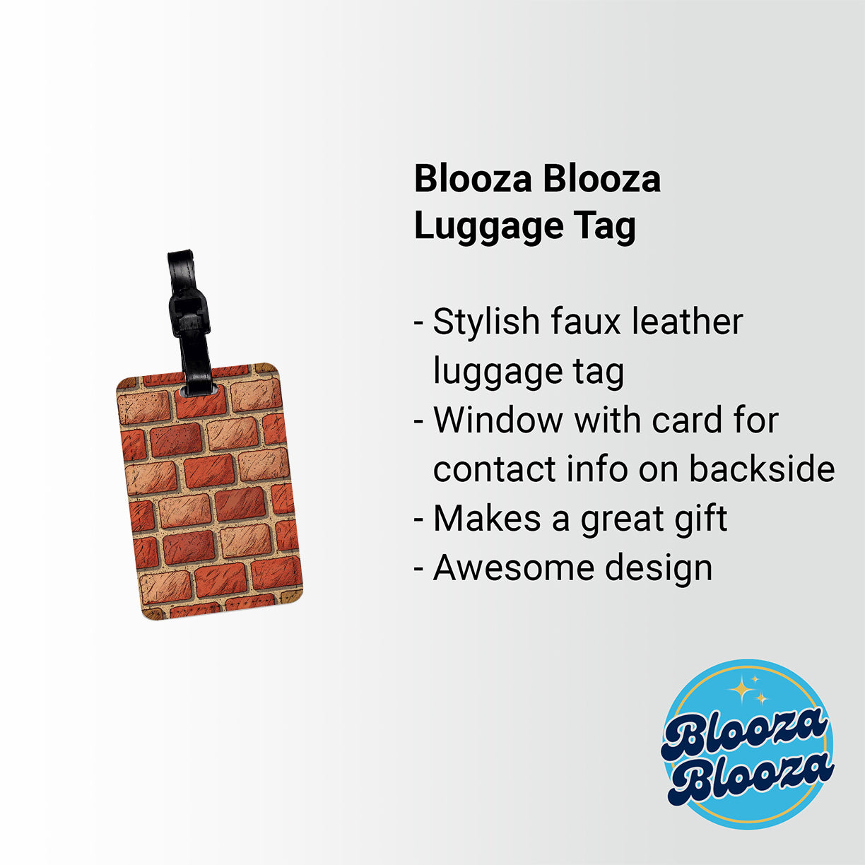 Red Brick Wall Travel Faux Leather Luggage Tag