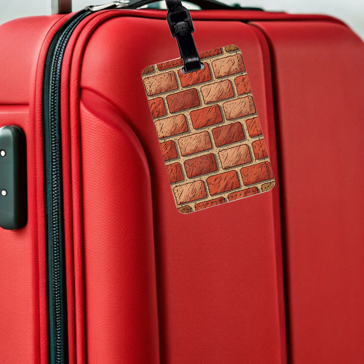 Red Brick Wall Travel Faux Leather Luggage Tag