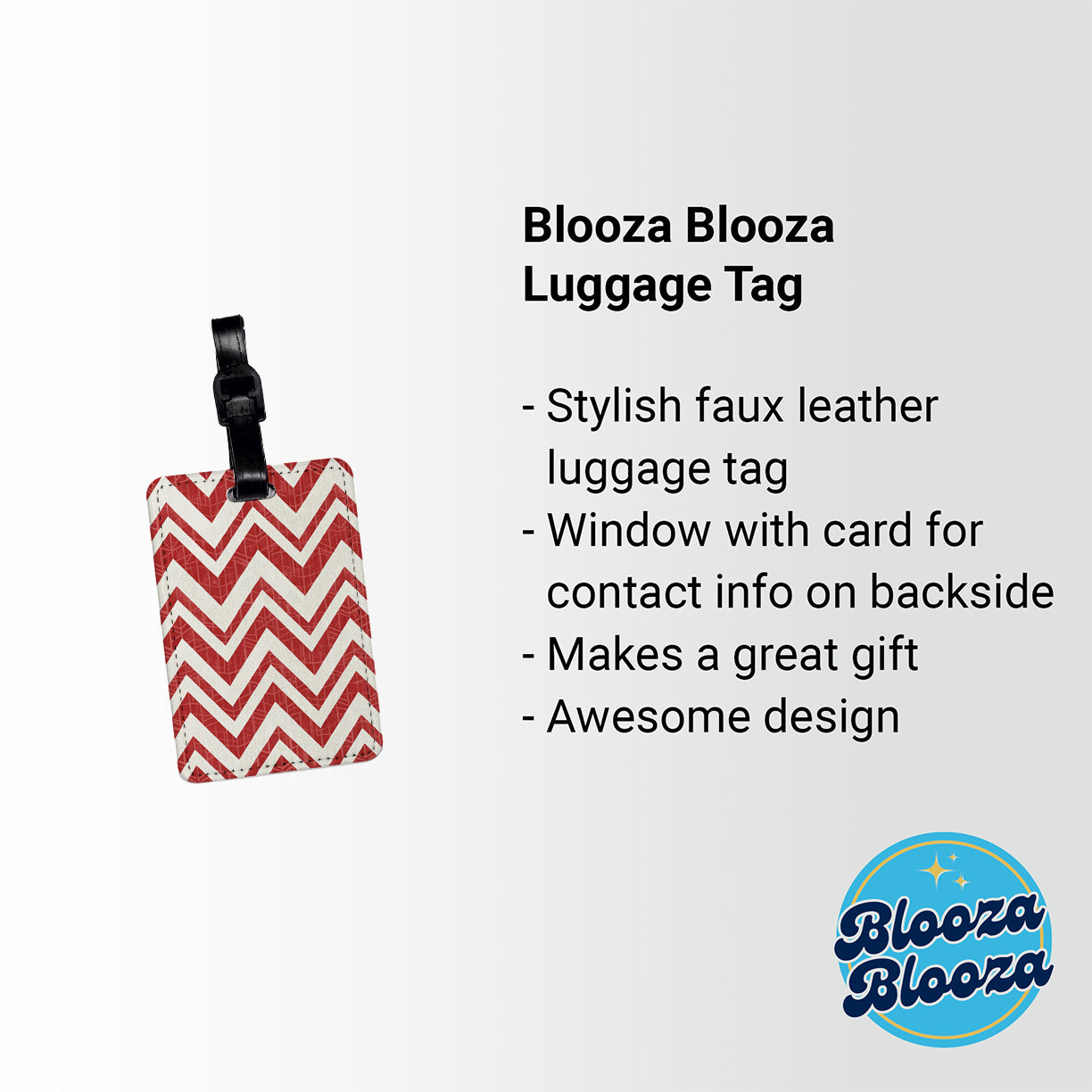 Red Chevrons Background Travel Faux Leather Luggage Tag