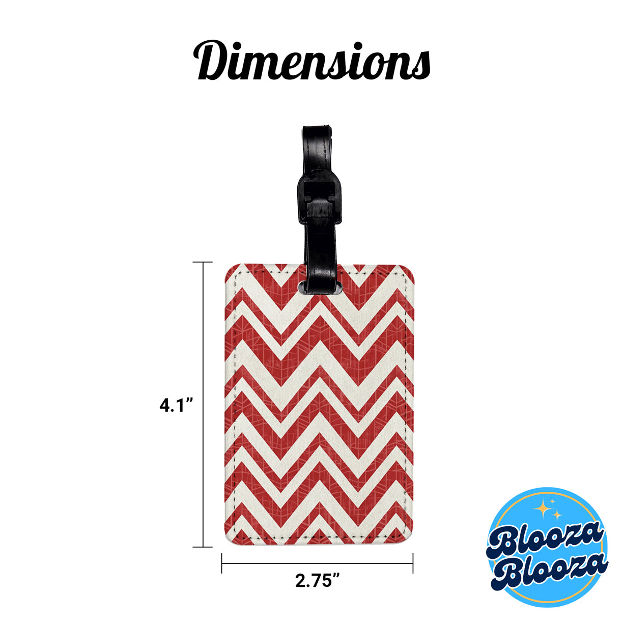 Red Chevrons Background Travel Faux Leather Luggage Tag