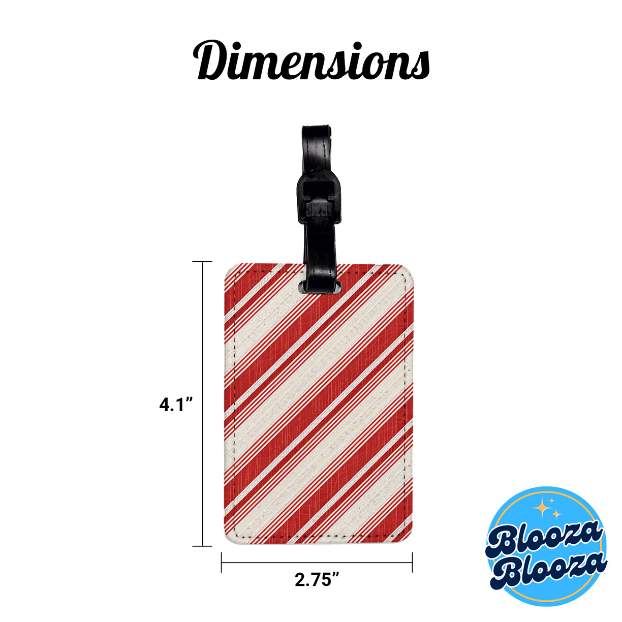 Red Diagonal Stripes Travel Faux Leather Luggage Tag