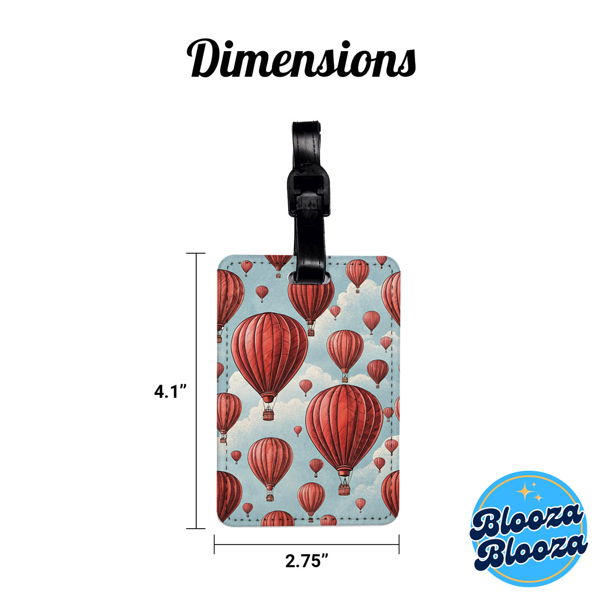 Red Hot Air Balloons Travel Faux Leather Luggage Tag