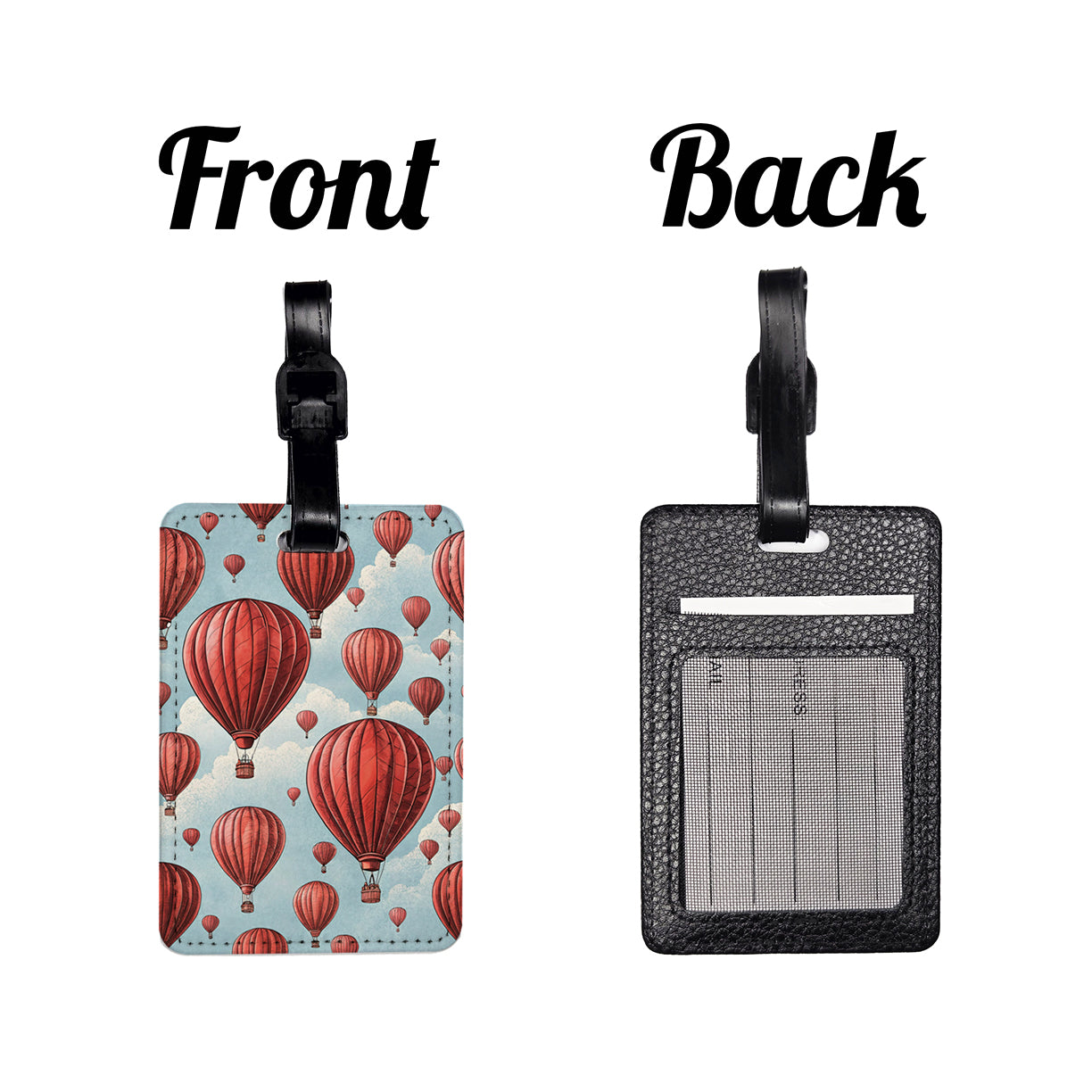 Red Hot Air Balloons Travel Faux Leather Luggage Tag