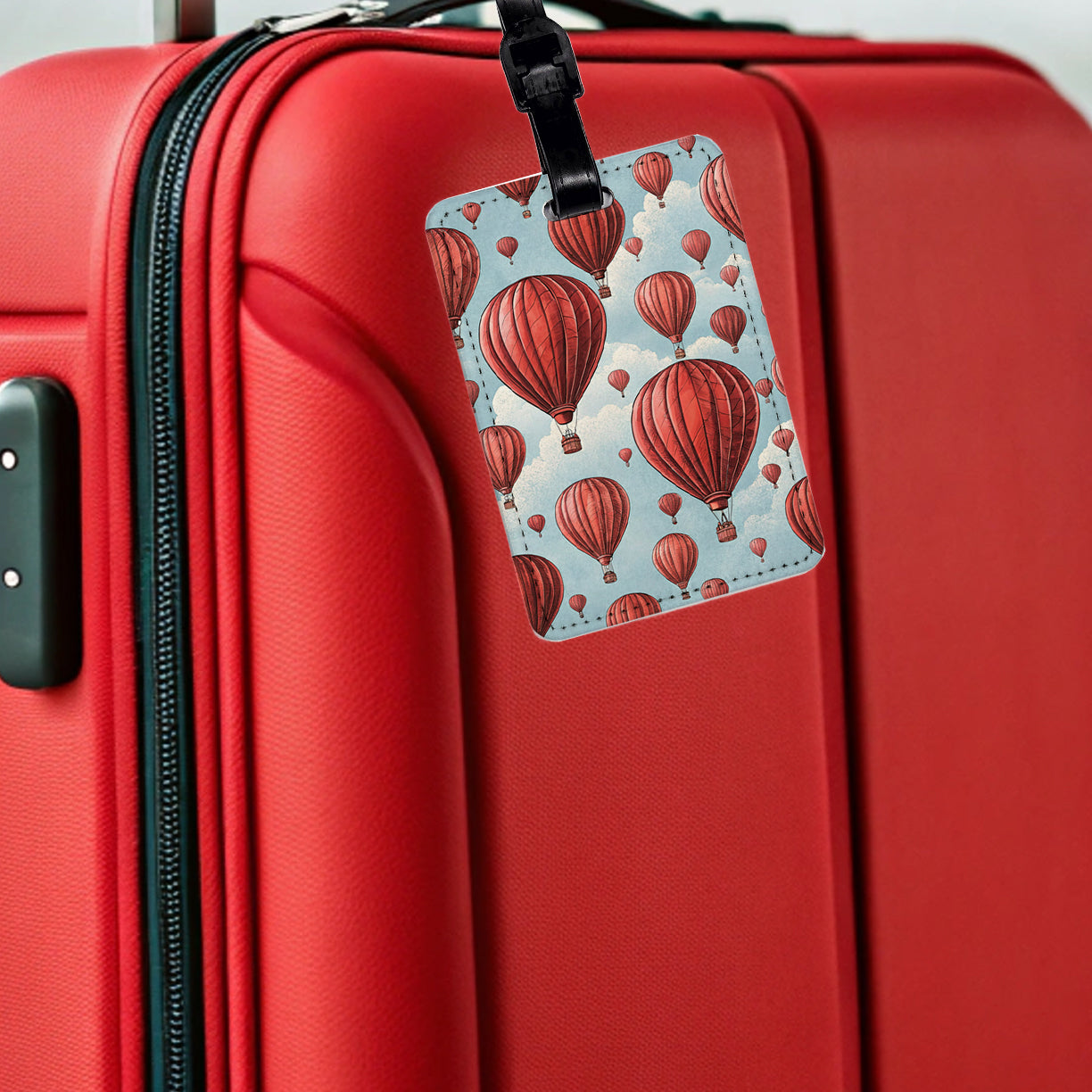 Red Hot Air Balloons Travel Faux Leather Luggage Tag
