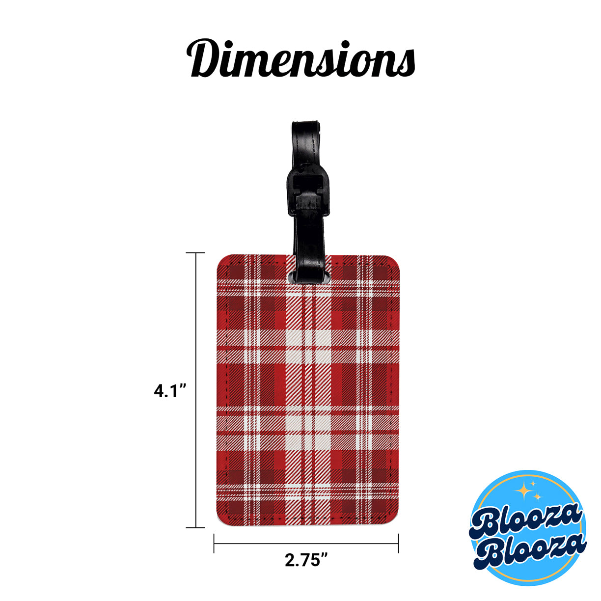Red Plaid Background Travel Faux Leather Luggage Tag