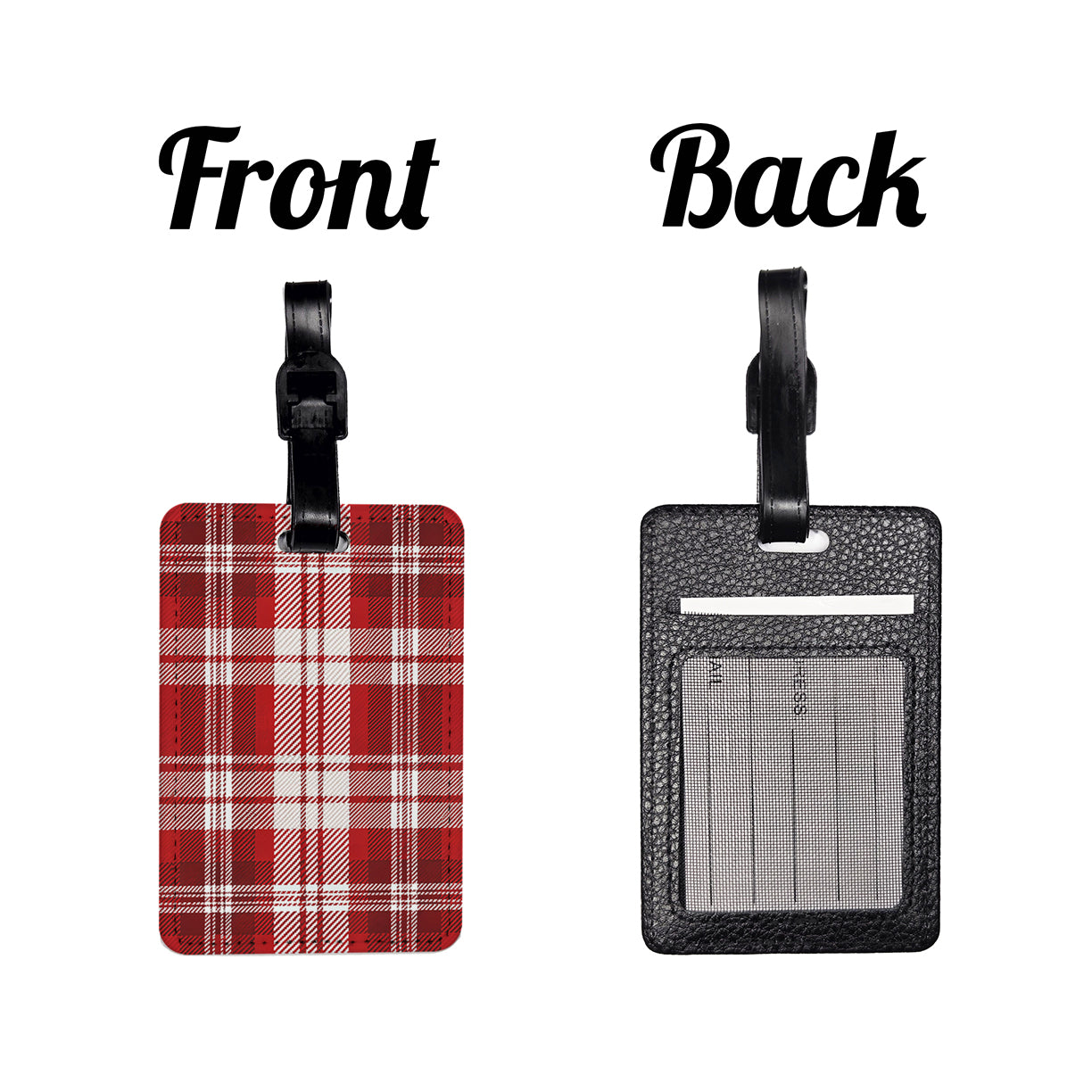 Red Plaid Background Travel Faux Leather Luggage Tag