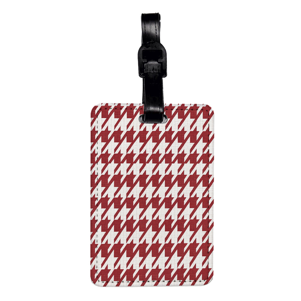 Red White Houndstooth Travel Faux Leather Luggage Tag