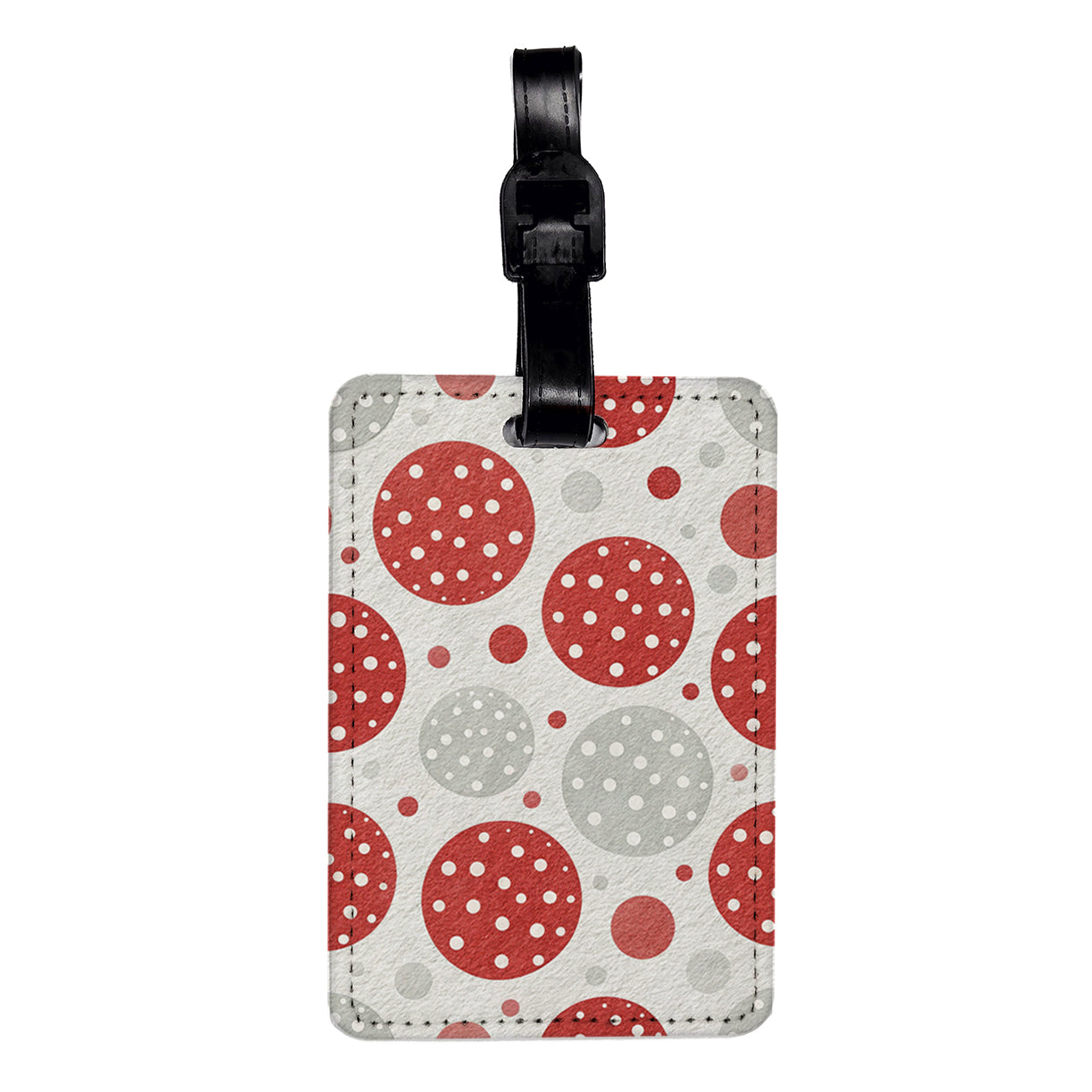 Red White Polka Dots Travel Faux Leather Luggage Tag