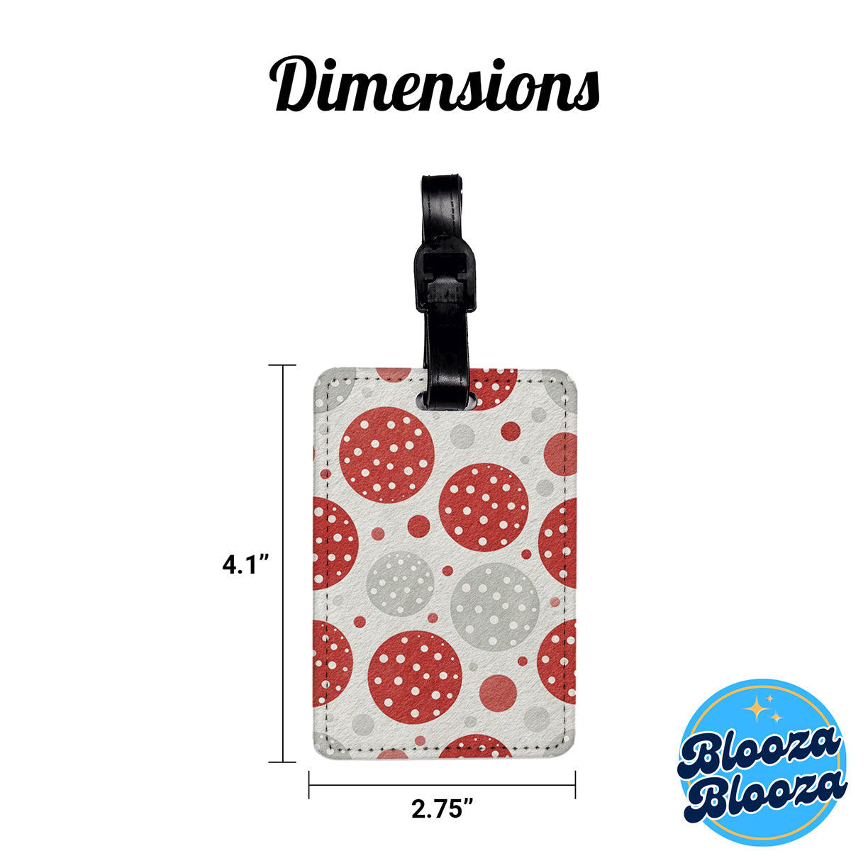 Red White Polka Dots Travel Faux Leather Luggage Tag