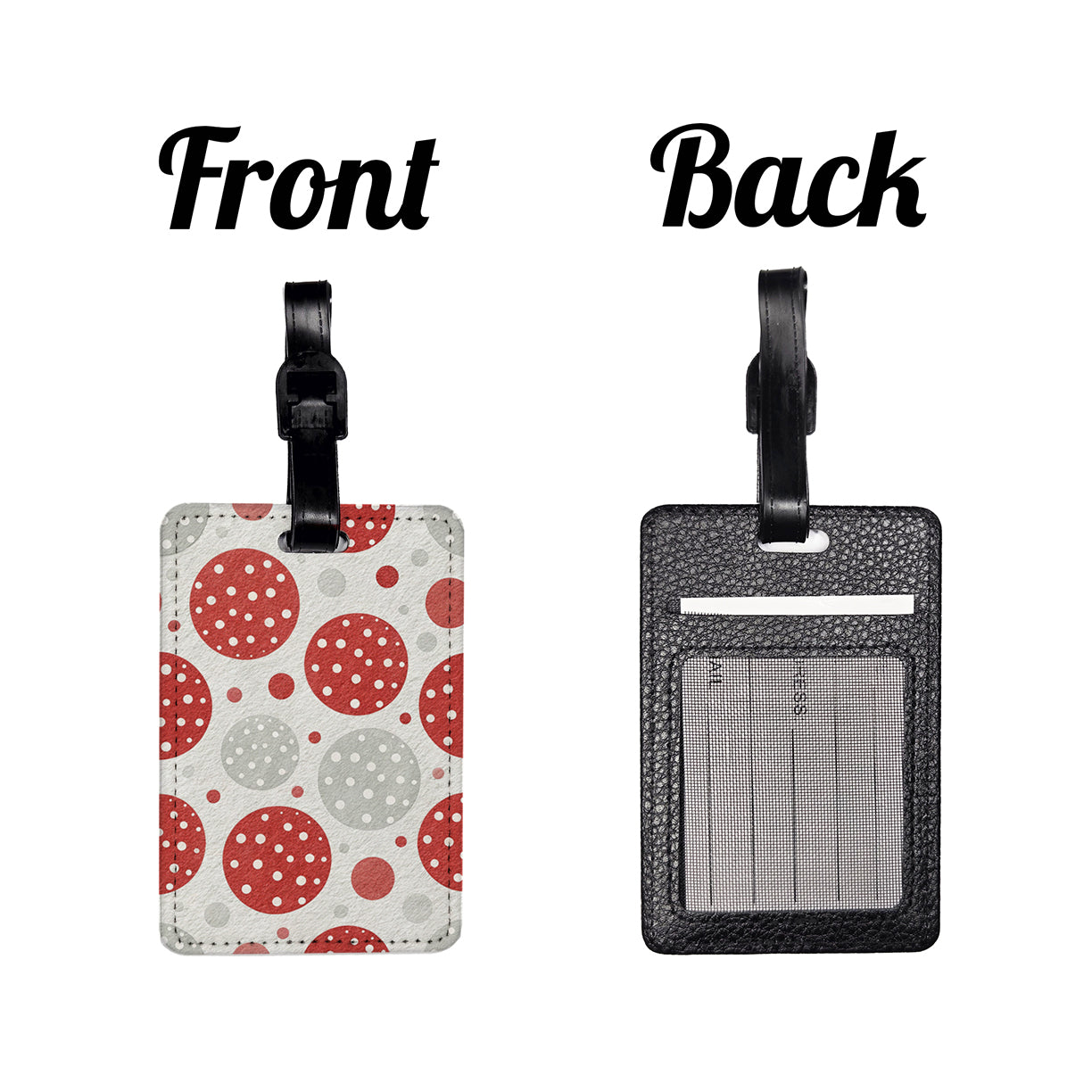 Red White Polka Dots Travel Faux Leather Luggage Tag
