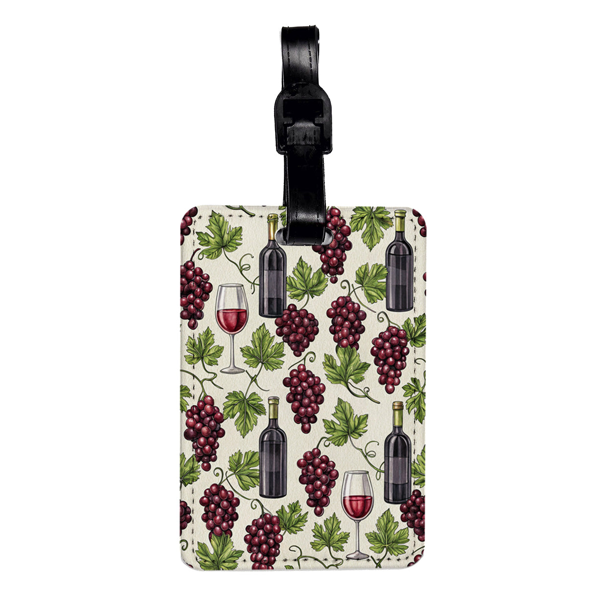 Red Wine Grapes Ivy Travel Faux Leather Luggage Tag