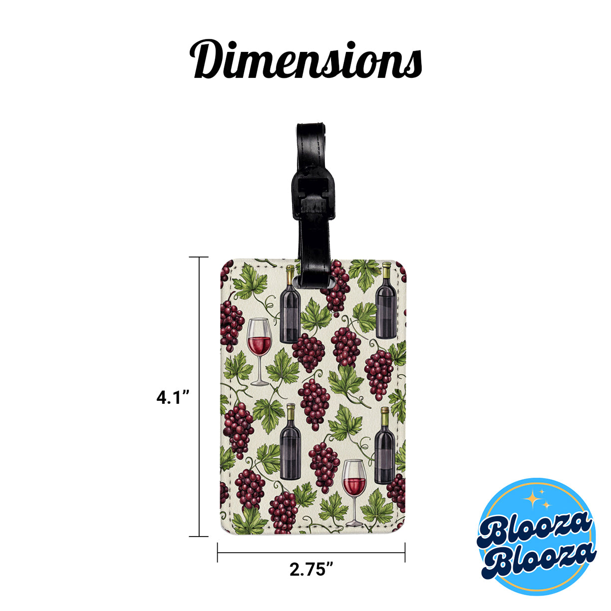 Red Wine Grapes Ivy Travel Faux Leather Luggage Tag