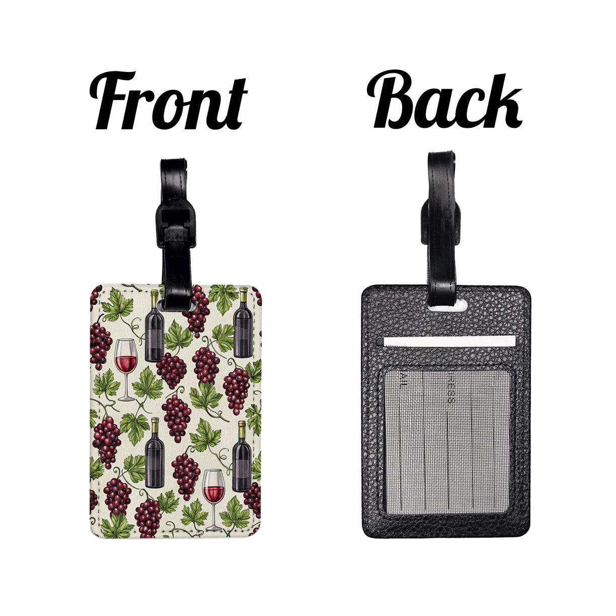 Red Wine Grapes Ivy Travel Faux Leather Luggage Tag