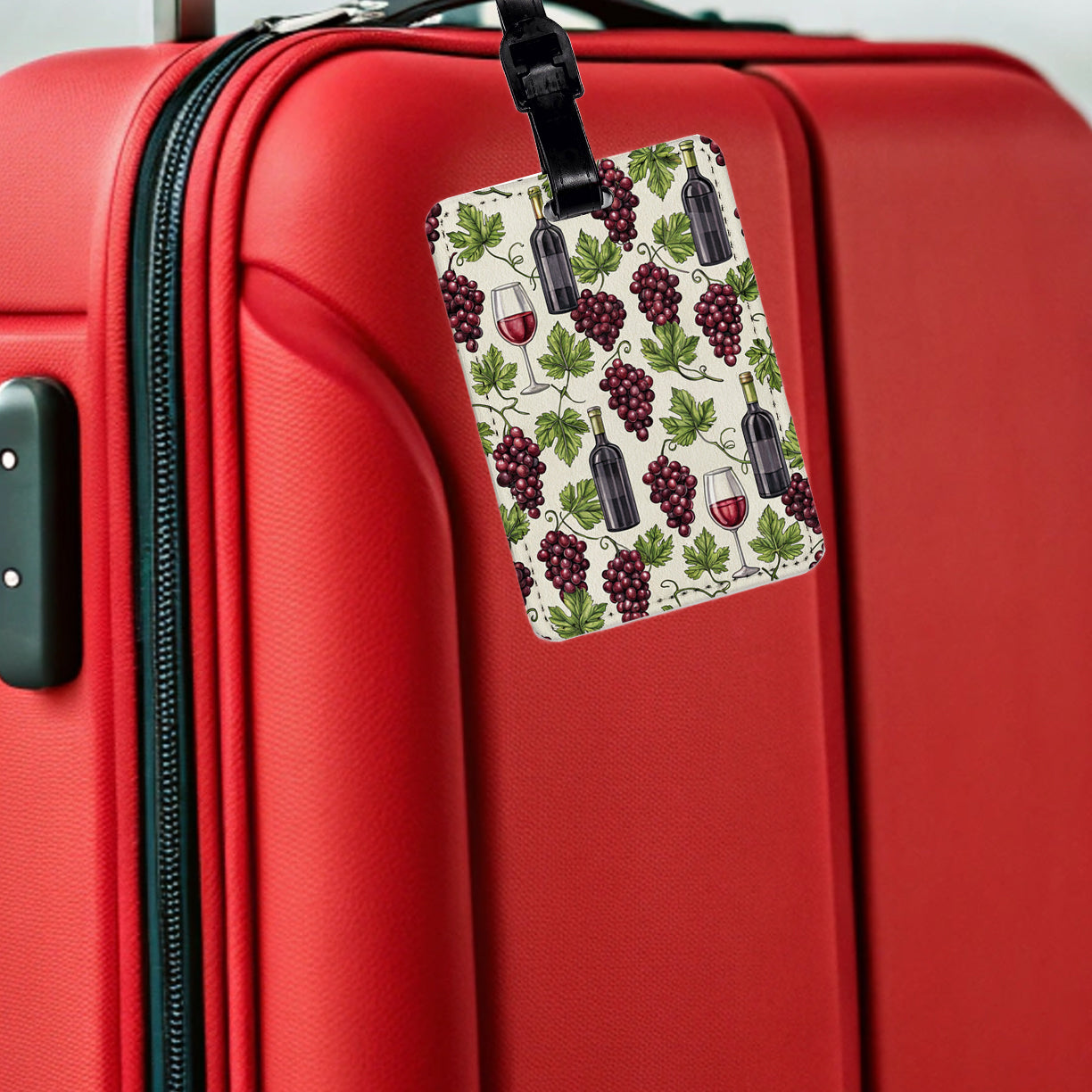 Red Wine Grapes Ivy Travel Faux Leather Luggage Tag