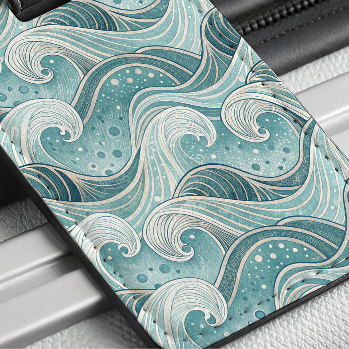 Ripples Surf Waves Travel Faux Leather Luggage Tag