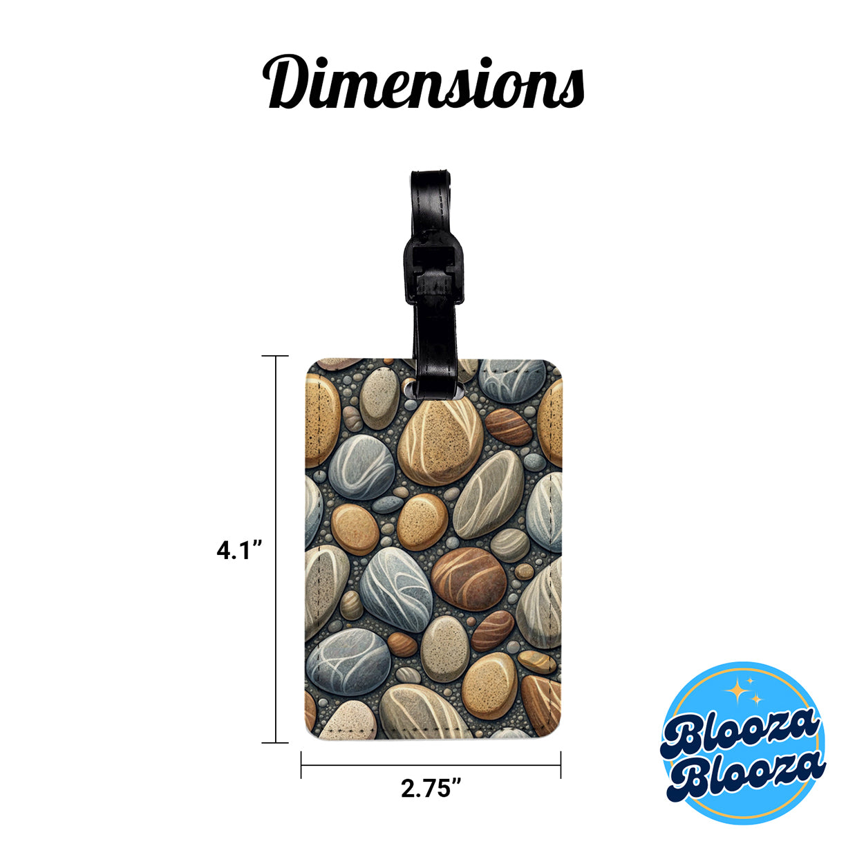 River Rocks Stones Travel Faux Leather Luggage Tag
