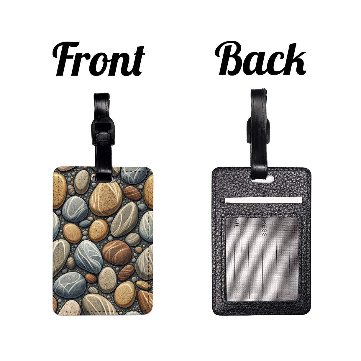 River Rocks Stones Travel Faux Leather Luggage Tag
