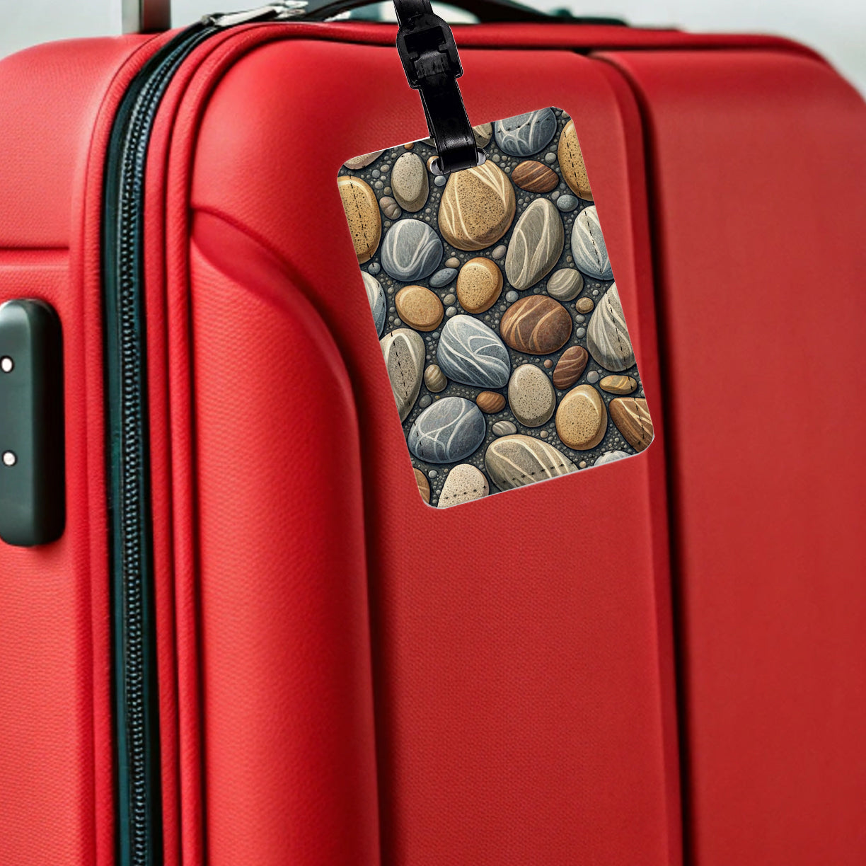 River Rocks Stones Travel Faux Leather Luggage Tag