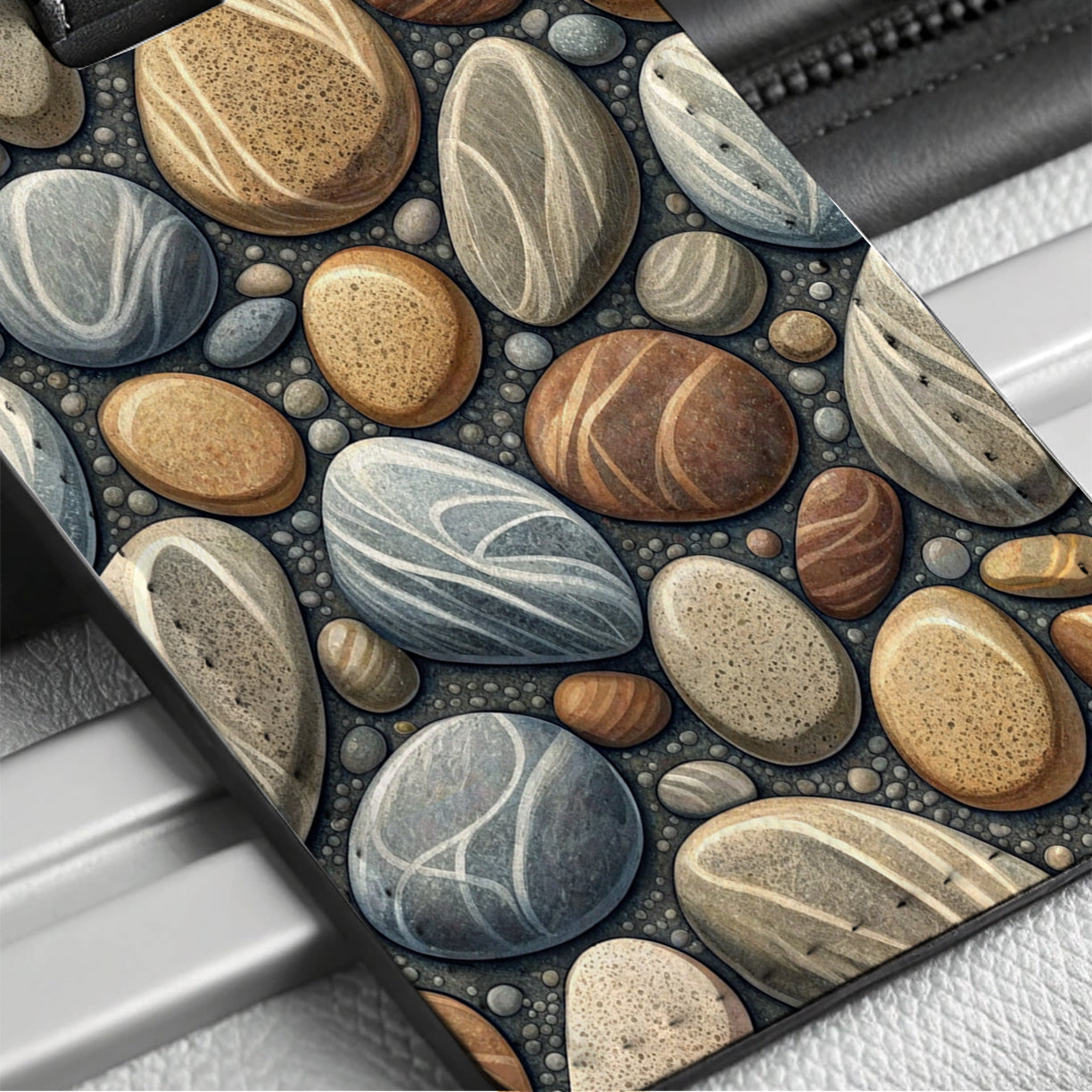 River Rocks Stones Travel Faux Leather Luggage Tag