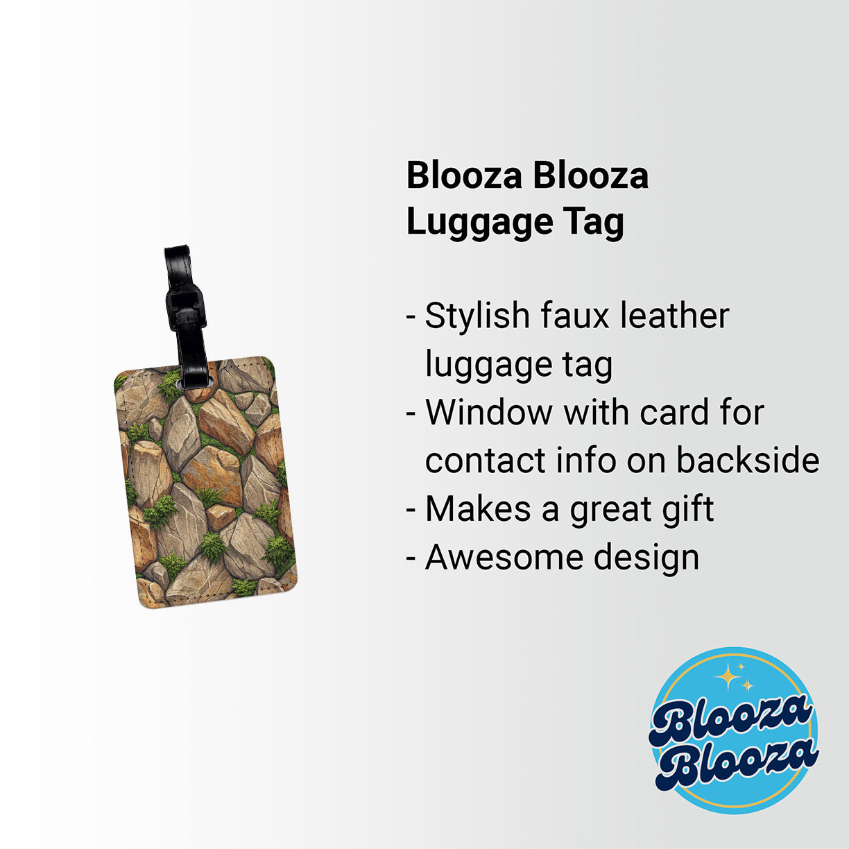 Rock Wall Moss Travel Faux Leather Luggage Tag