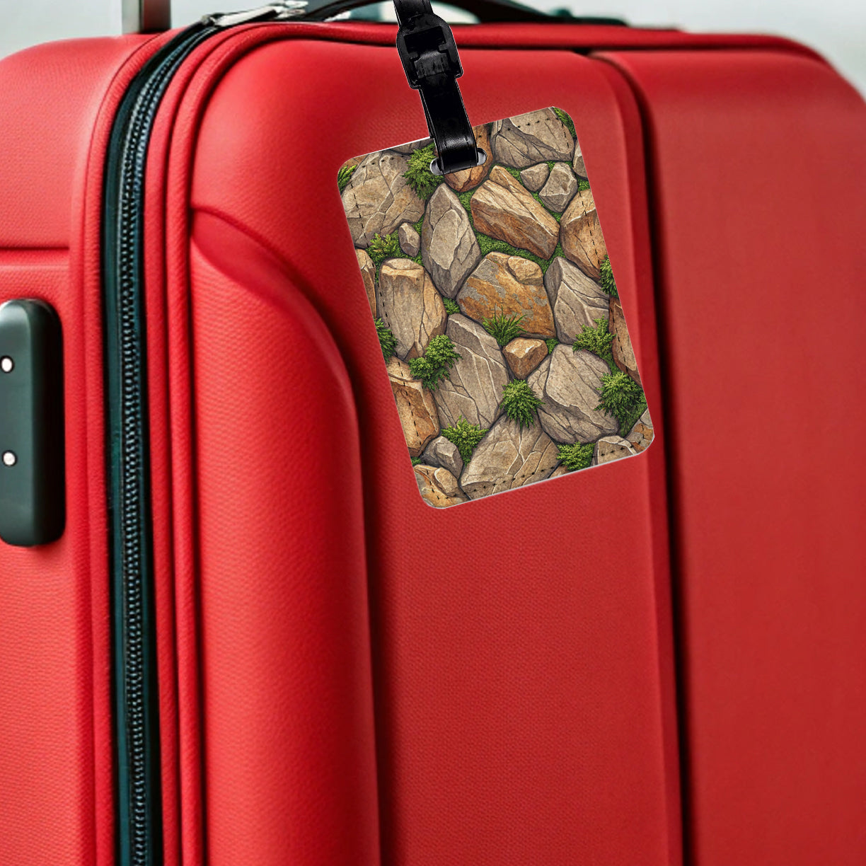 Rock Wall Moss Travel Faux Leather Luggage Tag
