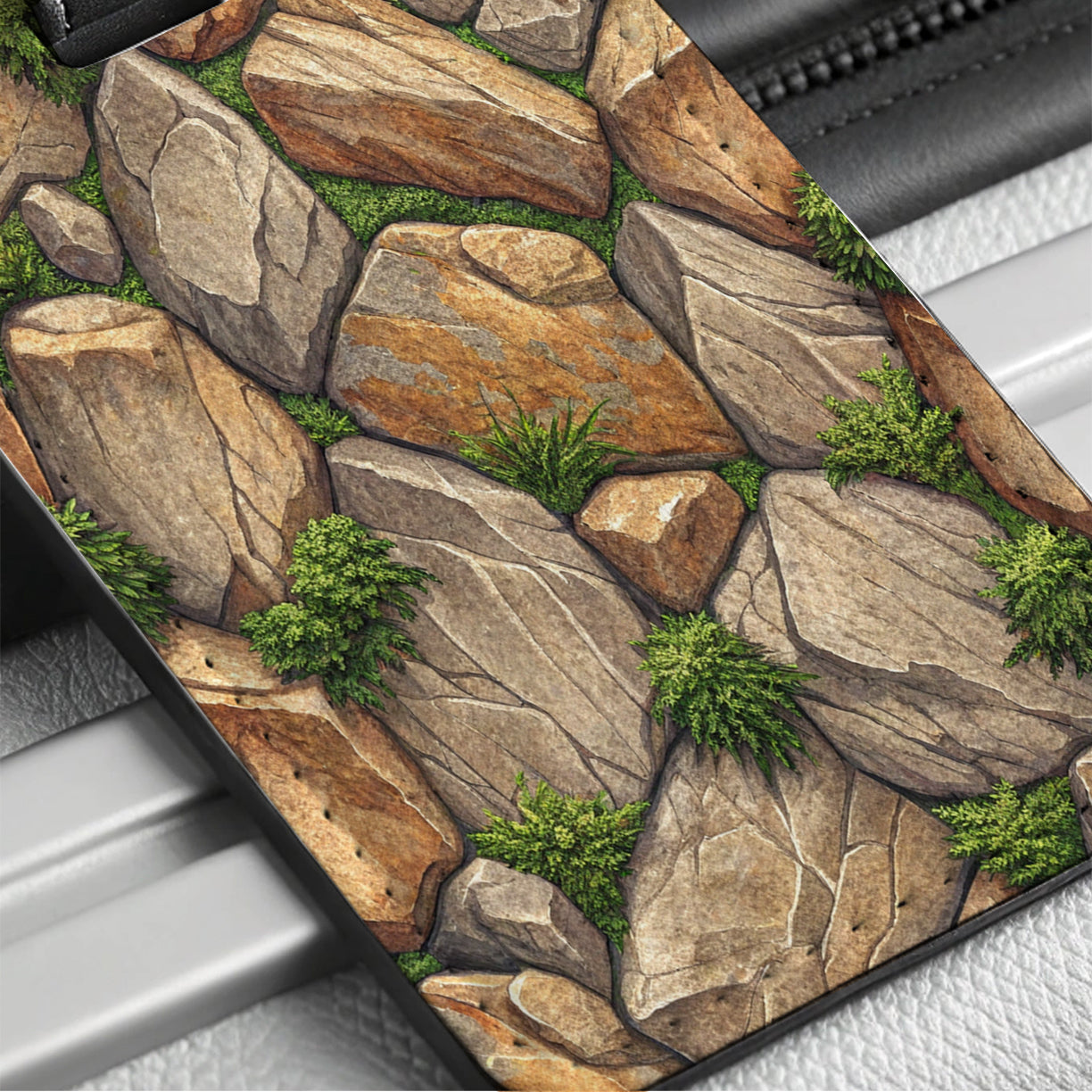 Rock Wall Moss Travel Faux Leather Luggage Tag