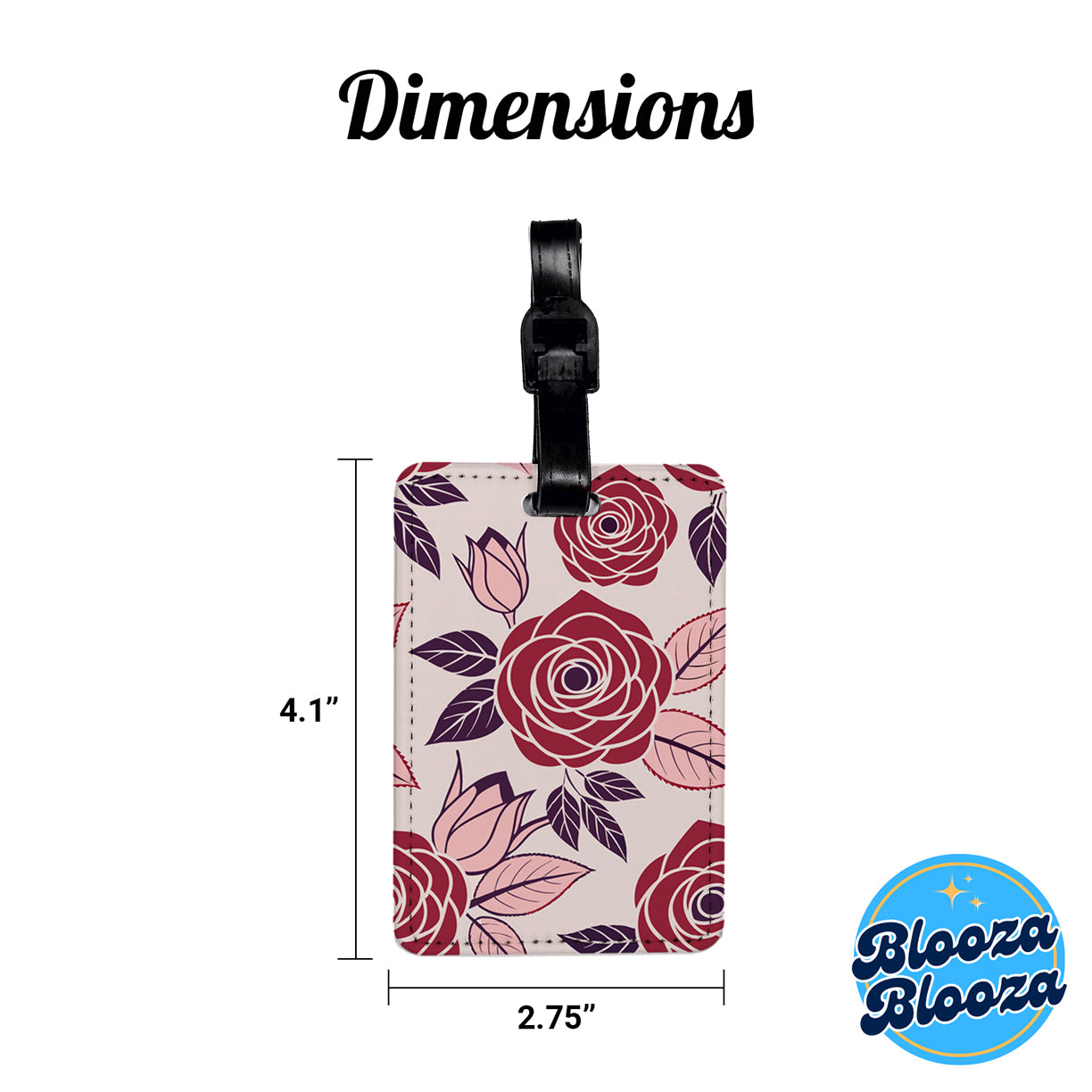 Roses Cute Drawing Travel Faux Leather Luggage Tag