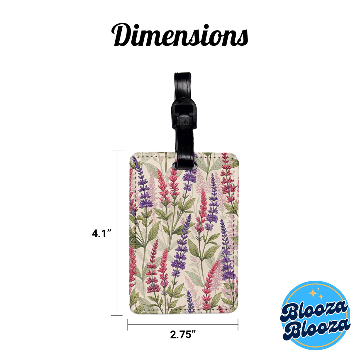 Salvia Flowers Pink Purple Travel Faux Leather Luggage Tag