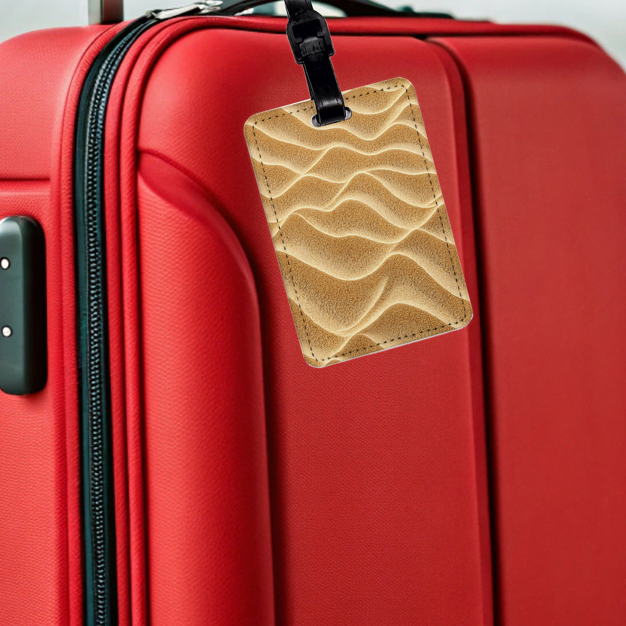 Sandy Background Beach Travel Faux Leather Luggage Tag