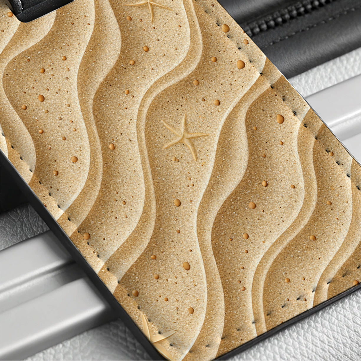 Sandy Background Starfish Travel Faux Leather Luggage Tag