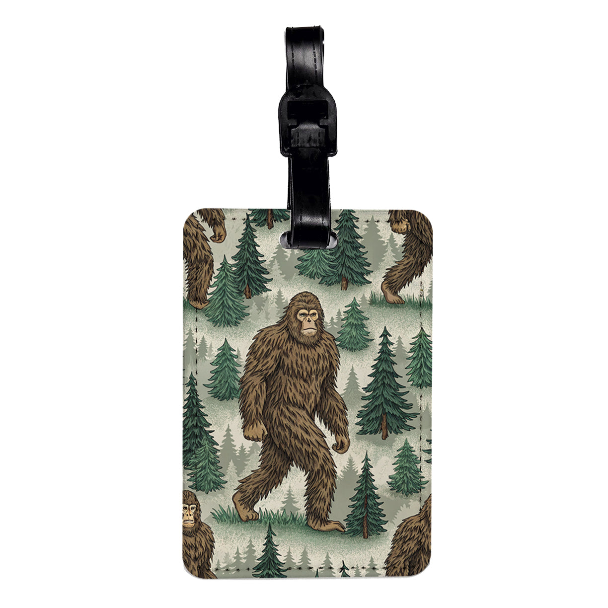 Sasquatch Bigfoot Background Travel Faux Leather Luggage Tag