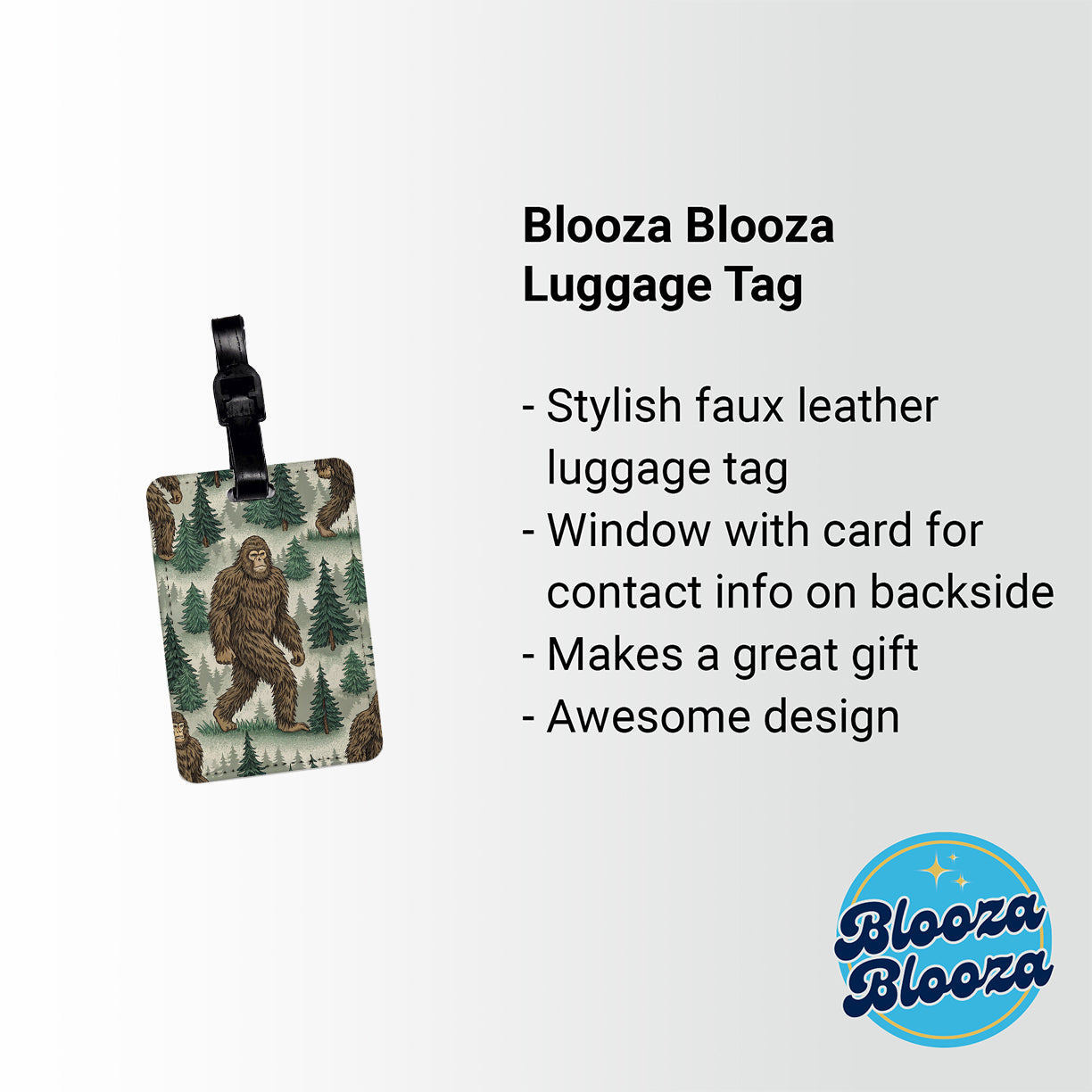 Sasquatch Bigfoot Background Travel Faux Leather Luggage Tag