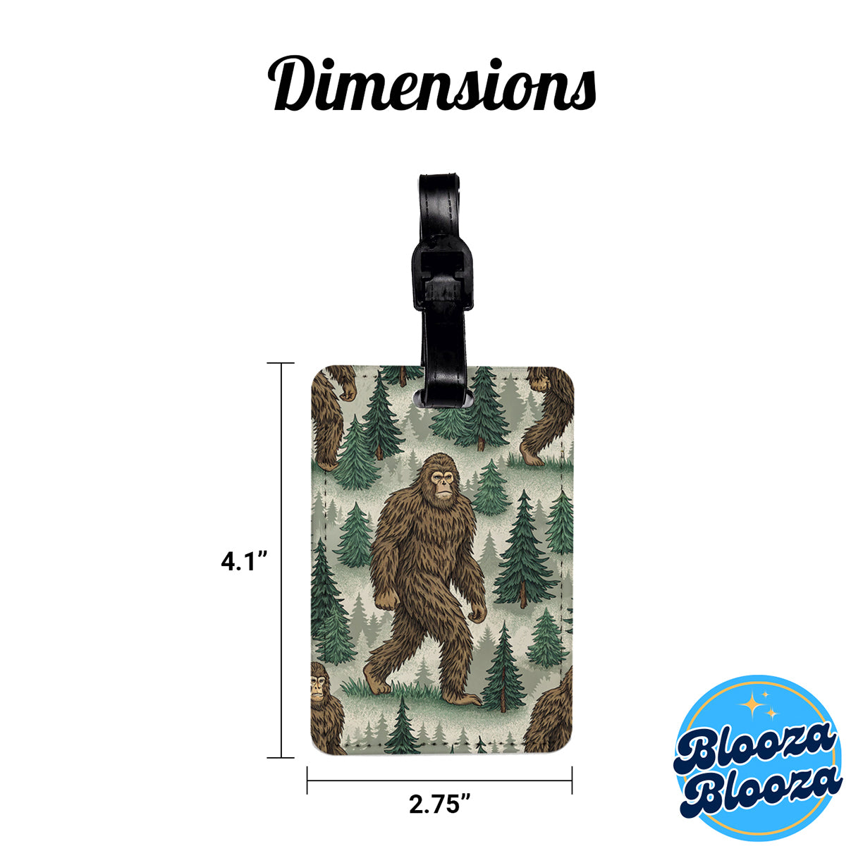 Sasquatch Bigfoot Background Travel Faux Leather Luggage Tag